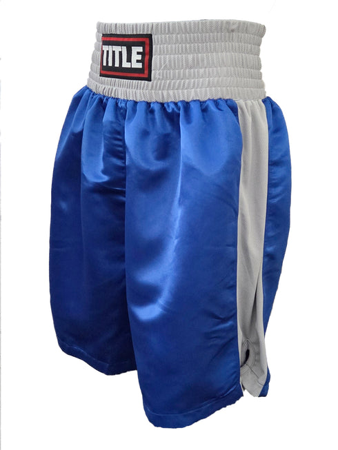 Title Boxing Trunks: - Satin-Blue